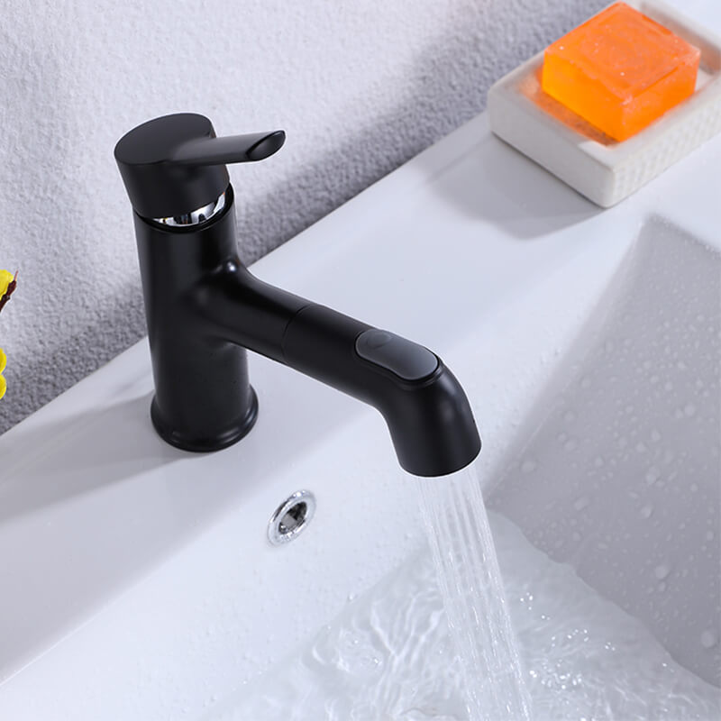 Basin Faucet Bathroom Sink Black Single Hole Faucets Water Tap (5)