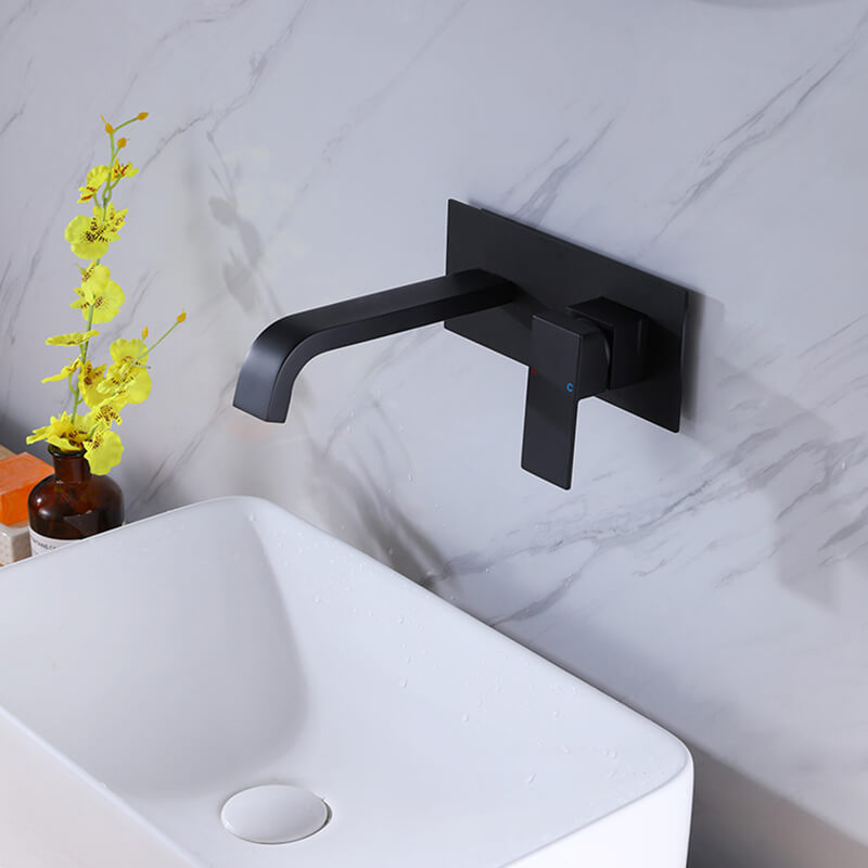 Bathroom Basin Faucet China Cheap Black Wall Mounted Tap Spout Single Handle (6)