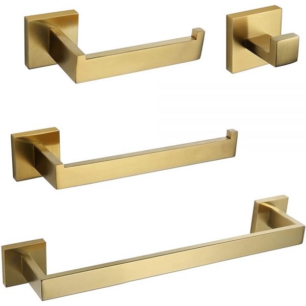 Bathroom Shelf With Towel Bar 7 Pieces Bathroom Hardware Set Stainless Steel (1)