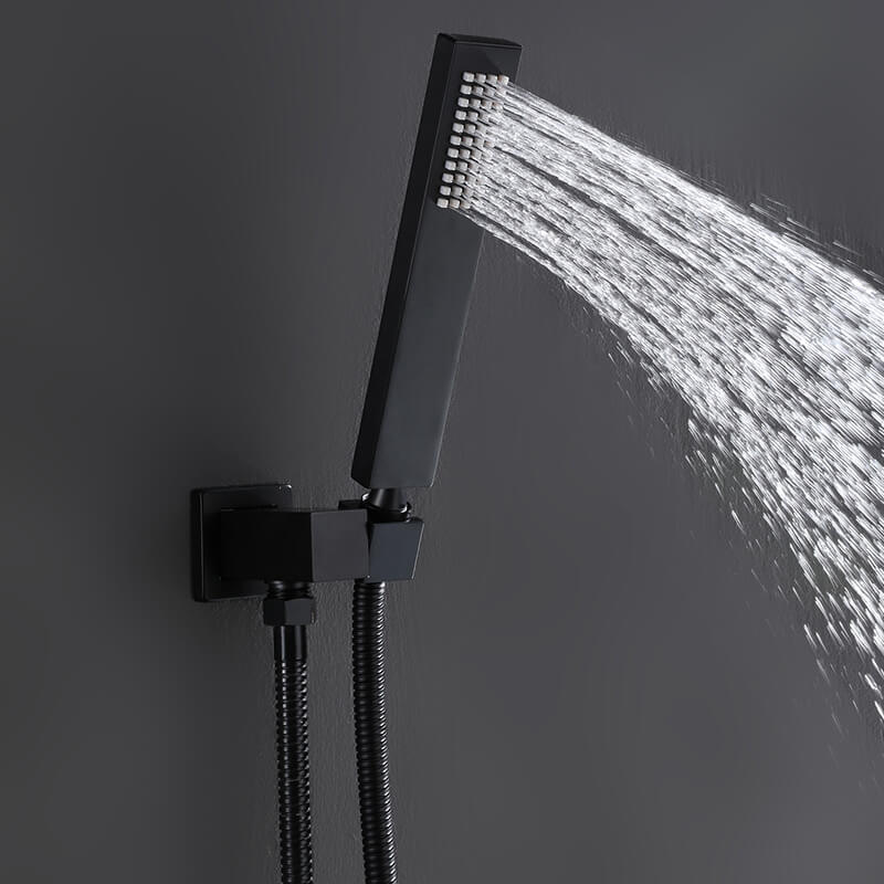 Bathroom Shower Head Set Black Rainfall Shower Fixtures With Handheld (4)