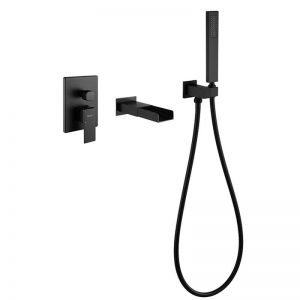 Black Bathtub Faucet Plating In Wall Bathtub Mixer Faucet With Handle Shower (2)