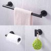 Black Towel Rod Bathroom Hardware Set 4 Piece No Drill Stainless Steel (3)