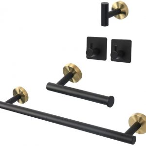 Brushed Nickel Towel Bar 5 Piece Bathroom Accessory Set Rustproof Towel Bar Robe Hook (1)