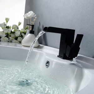 Cloakroom Sink Taps Single Hole Bathroom Faucet Black Waterfall Faucet (3)