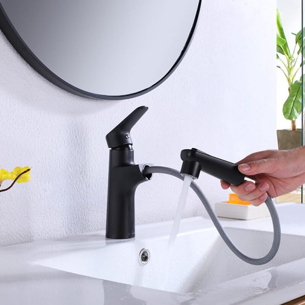 Face Basin Faucet Bathroom Black Single Hole Faucets Water Tap (4)