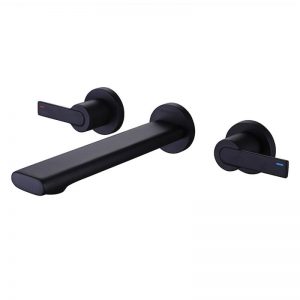 Face Basin Faucet Black 3 Hole Wall Mounted Bath Taps Faucet Black (1)