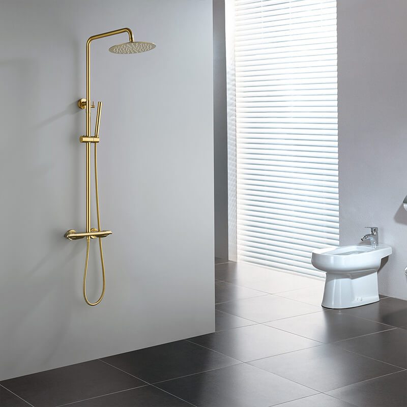 Gold Shower Faucet Set Shower Head Brushed Gold Bathroom Shower Tap Mixer (10)