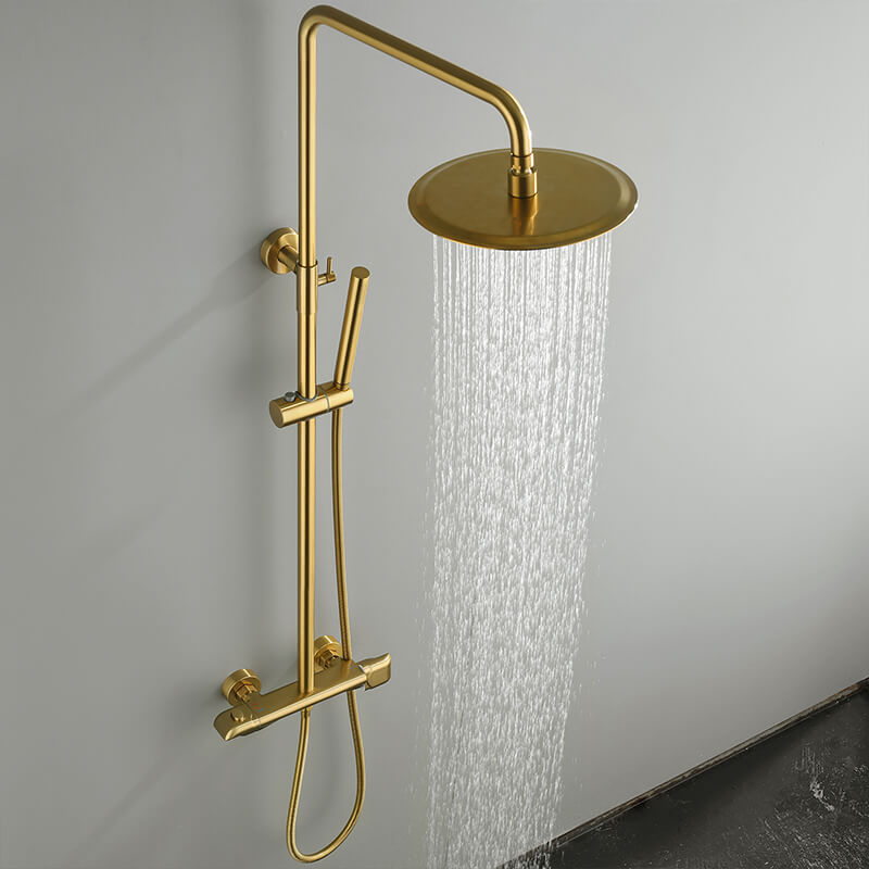 Gold Shower Faucet Set Shower Head Brushed Gold Bathroom Shower Tap Mixer (8)
