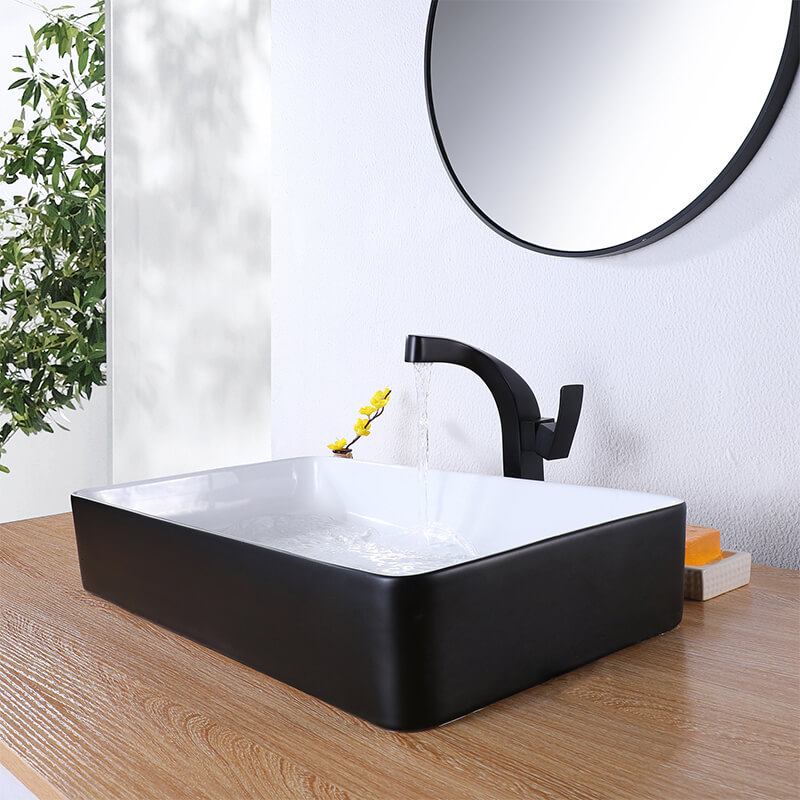 Hand Wash Sink Faucet Single Handle Black Bathroom Faucet (8)