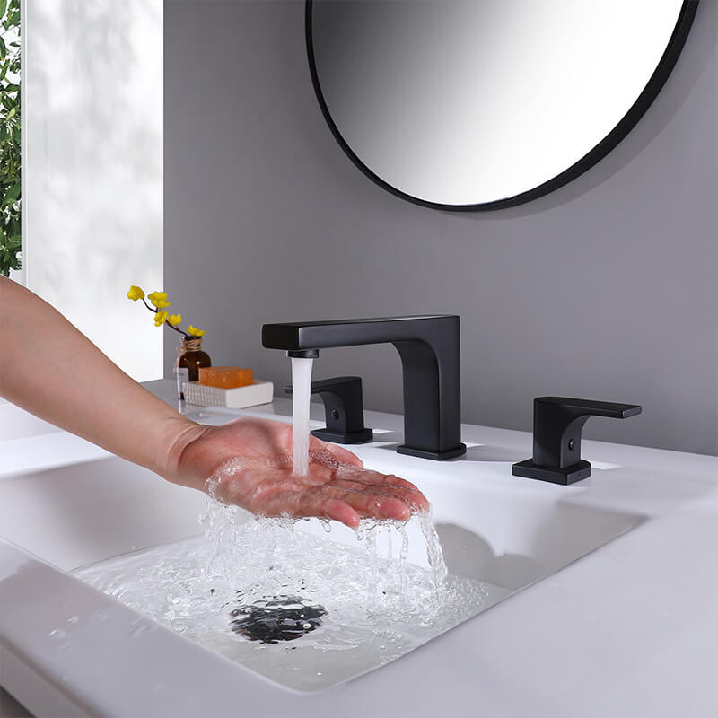 Wash Basin Tap Aerator Blackened Dual Handle Contemporary Basin Faucet (3)