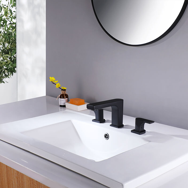 Wash Basin Tap Aerator Blackened Dual Handle Contemporary Basin Faucet (8)