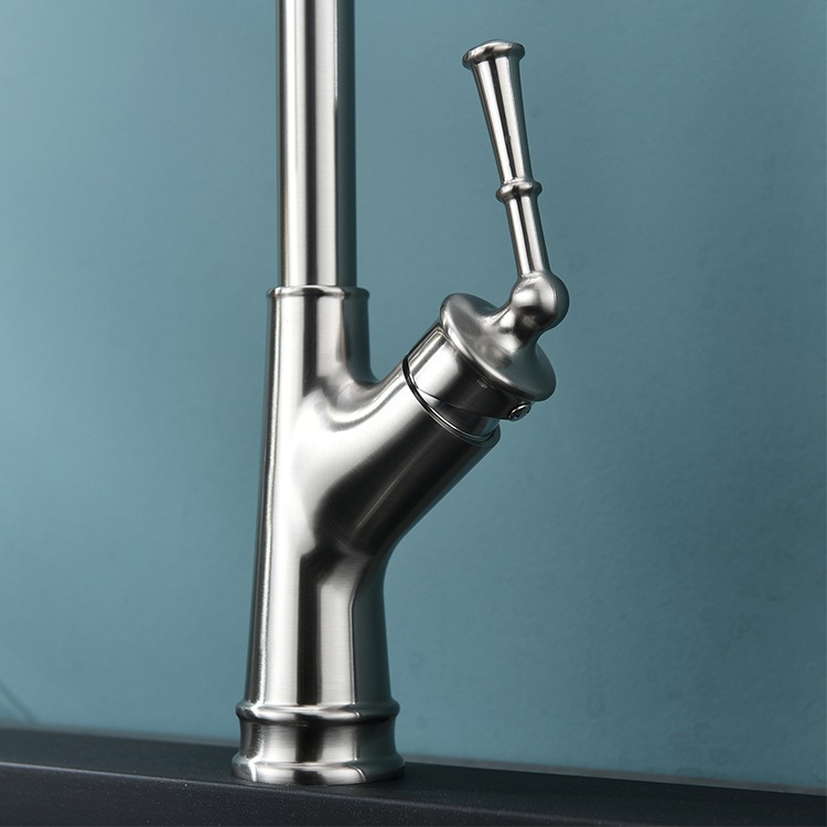 Single Handle Pull Down Kitchen Faucet 304 Stainless Steel Pull Out (6)
