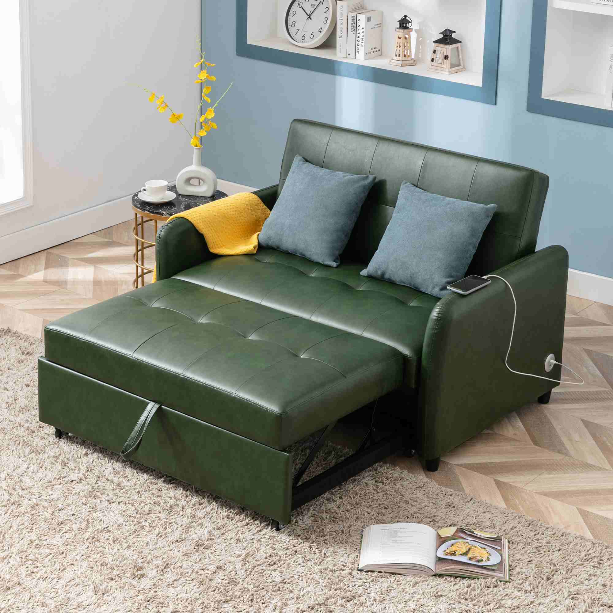 Convertible Sofa Couch 51 Inches Folding Sofa Couch With Dual Usb Ports For Small Space2