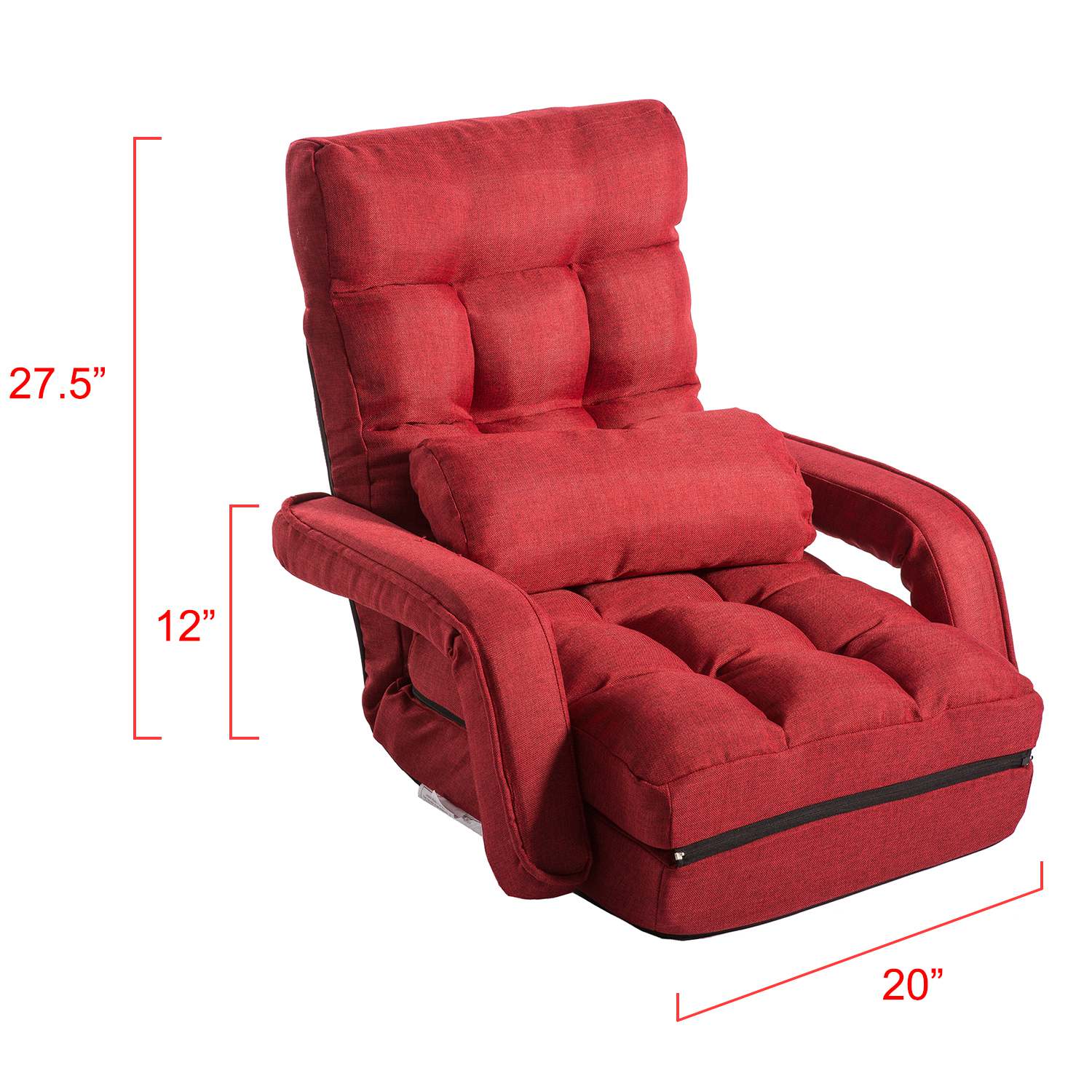 Folding Lazy Sofa Floor Chair For Small Space Lounger Bed Floor Chair Sofa With Armrests And A Pillow (8)