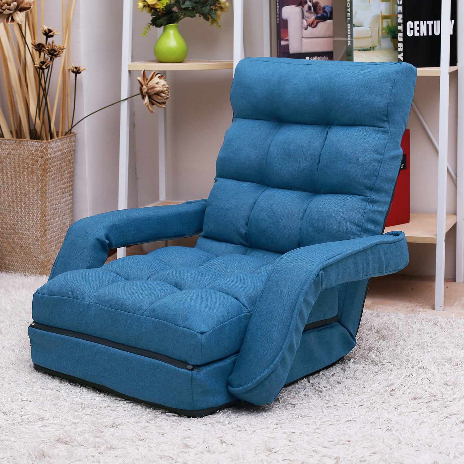 Lazy Sofa Floor Chair 5 Position Adjustable Lazy Floor Sofa Chair For Bedroom And Living Room (6)