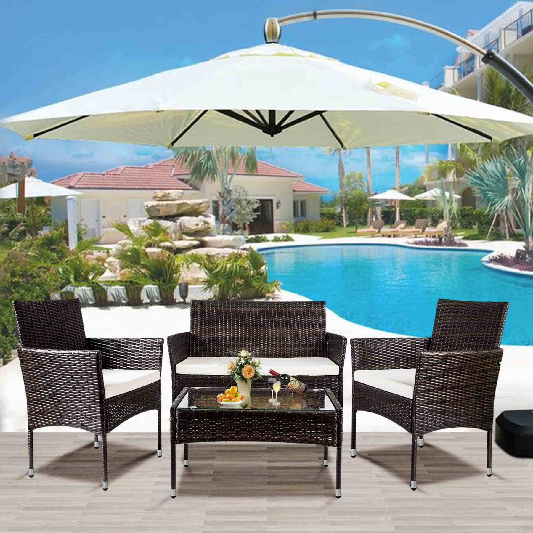 Rattan Patio Furniture Set With Removable Cushioned Seat Wicker Sofa Set For Outdoor And Indoor (6)