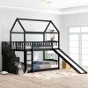 Twin Over Twin Bunk Bed With Two Drawers House Bunk Bed Twin Over Slide And Stair (1)