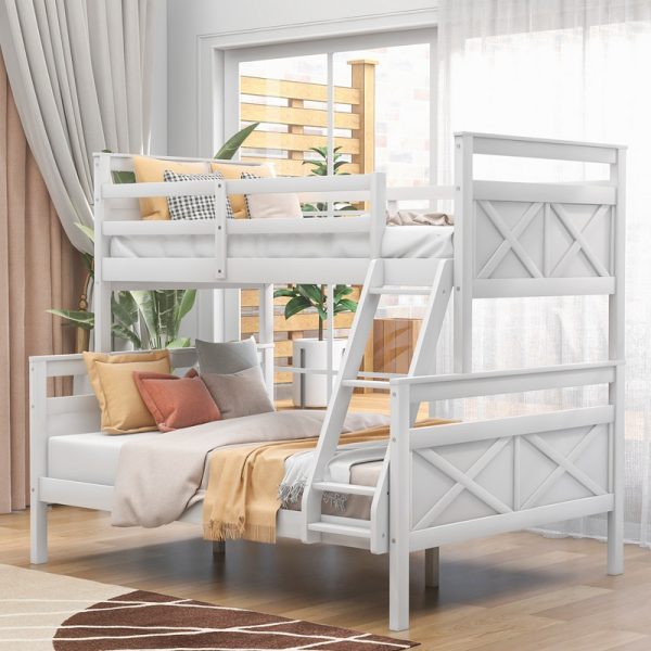 Twin Over Full Bunk Bed With Ladder And Safety Guardrail Full Bunk Beds For Kids (8)