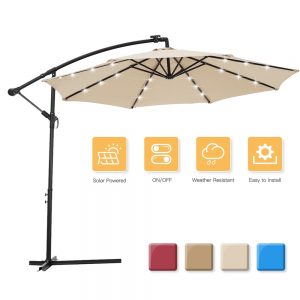 10ft Patio Outdoor Umbrella With Lights Hanging Cantilever Umbrella (3)