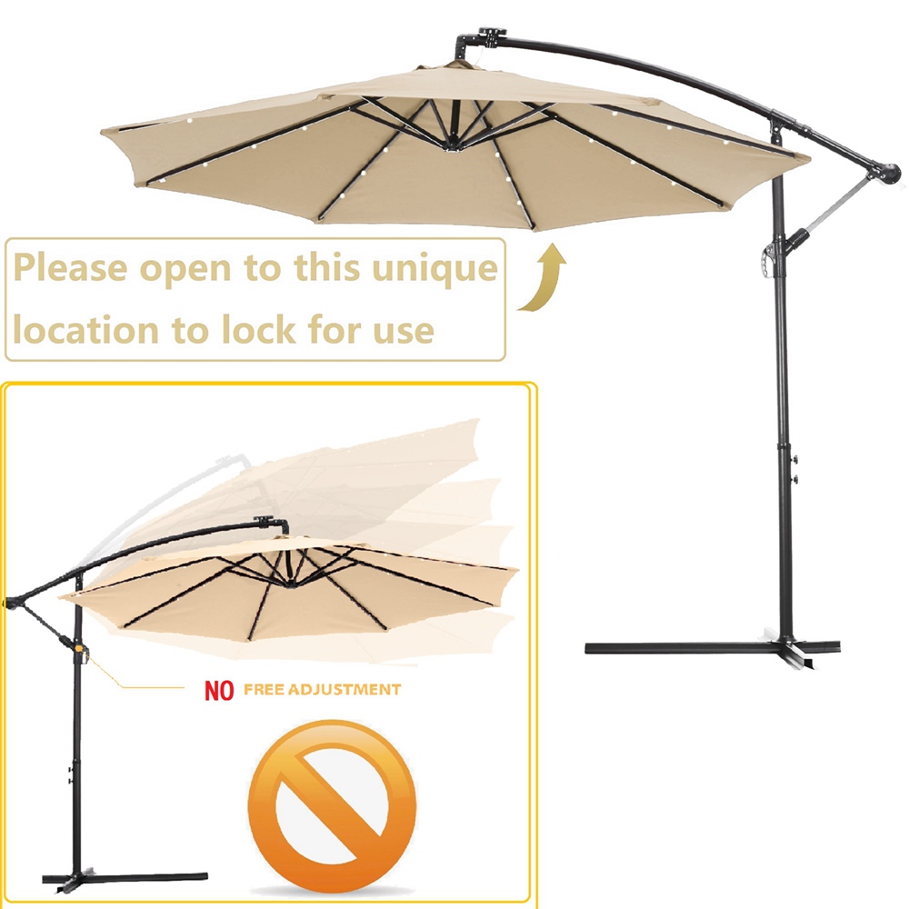 10ft Patio Outdoor Umbrella With Lights Hanging Cantilever Umbrella (7)