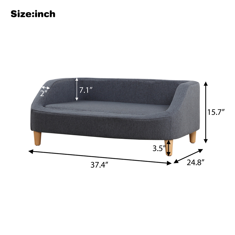 37 Dog Sofa Bed Rectangle Sofa With Wood Style Foot (9) 副本