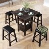 5 Piece Dining Table Set With 4 Upholstered Stools Storage Cupboard And Shelf (30)