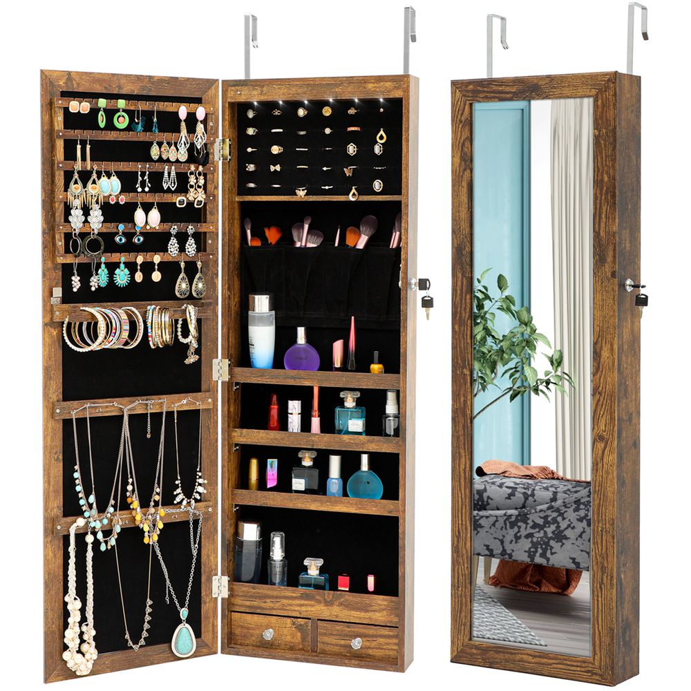 Fashion Jewelry Storage Mirror Cabinet With Hook (2)