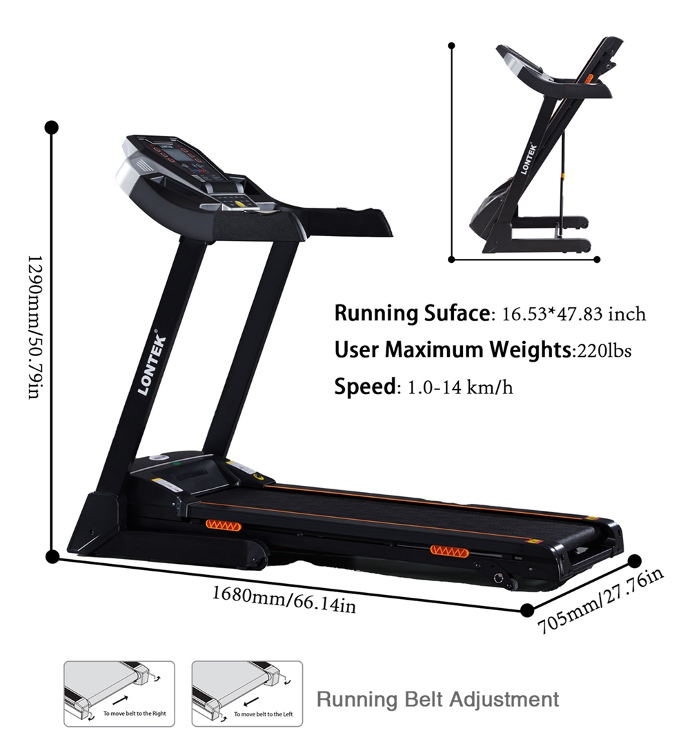 Folding Treadmill For Home Gym Exercise Performance Treadmill With Incline (3)
