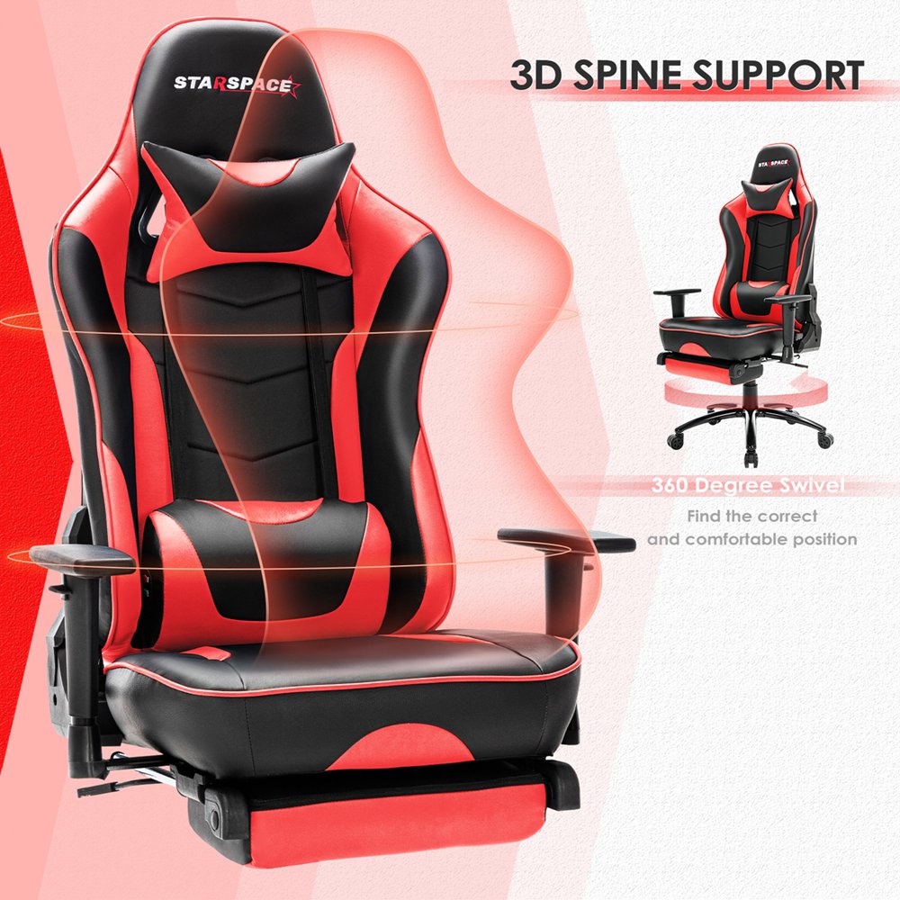Gaming Chair Cheap With Footrest High Back Swivel Metal Base Adjustable Height (10)