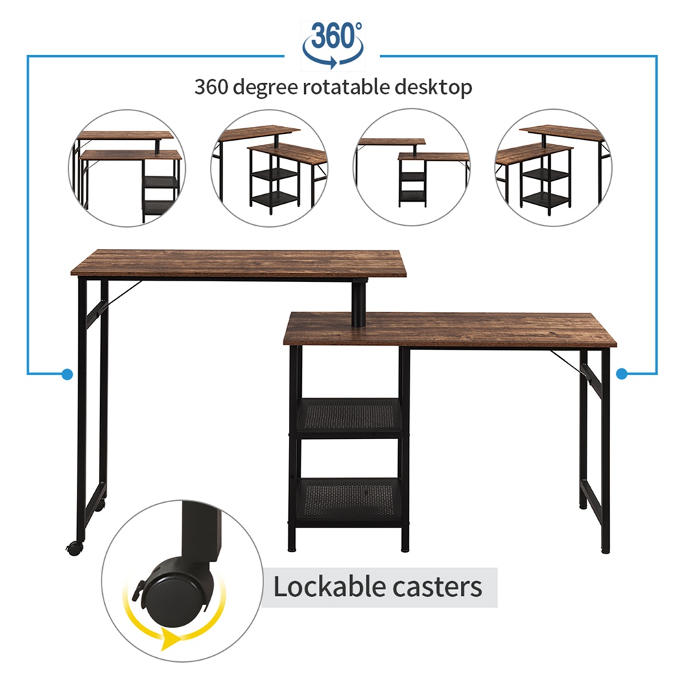 Home Office L Shaped Rotating Standing Computer Desk Rotating Corner Computer Desk (7)