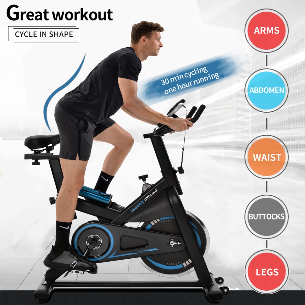 Indoor Cycling Bike Fitness Trainer With Lcd Monitor Soft Saddle (26)