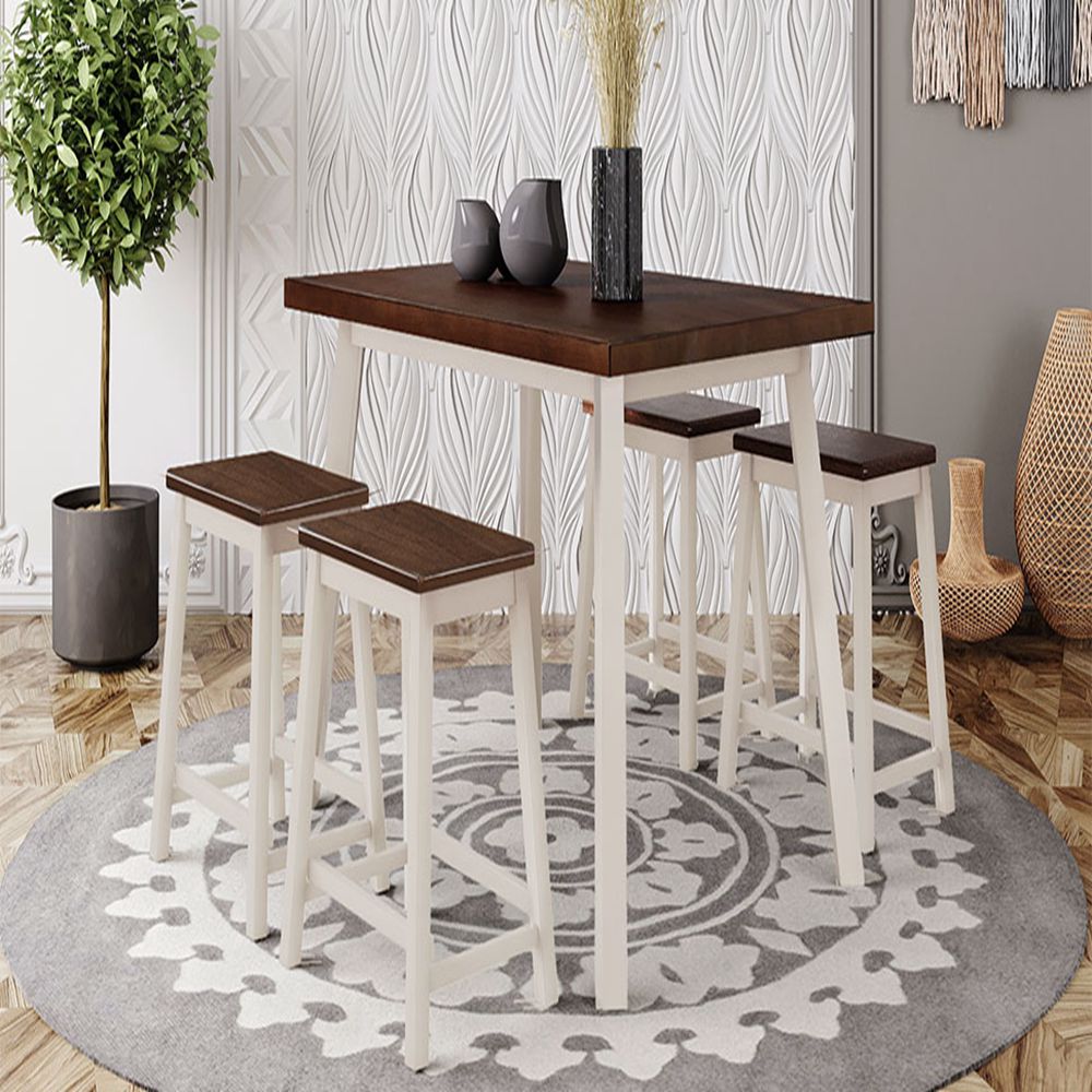 Kitchen Set Dining Table With 4 Stools Cherry White (10)