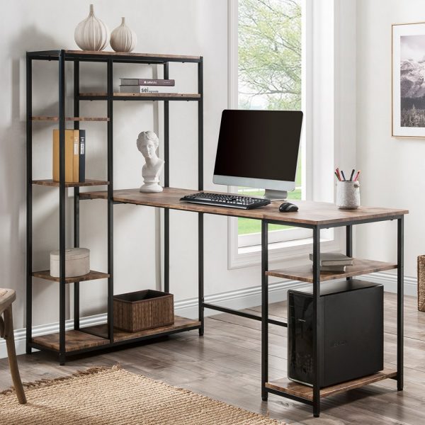 Modern Office Desk With Storage Shelves Multifunctional Home Computer Desk (13)