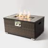 Outdoor Fire Table Rectangle Gas Fire Pit 32inch Rattan Gas Fire Table (1)