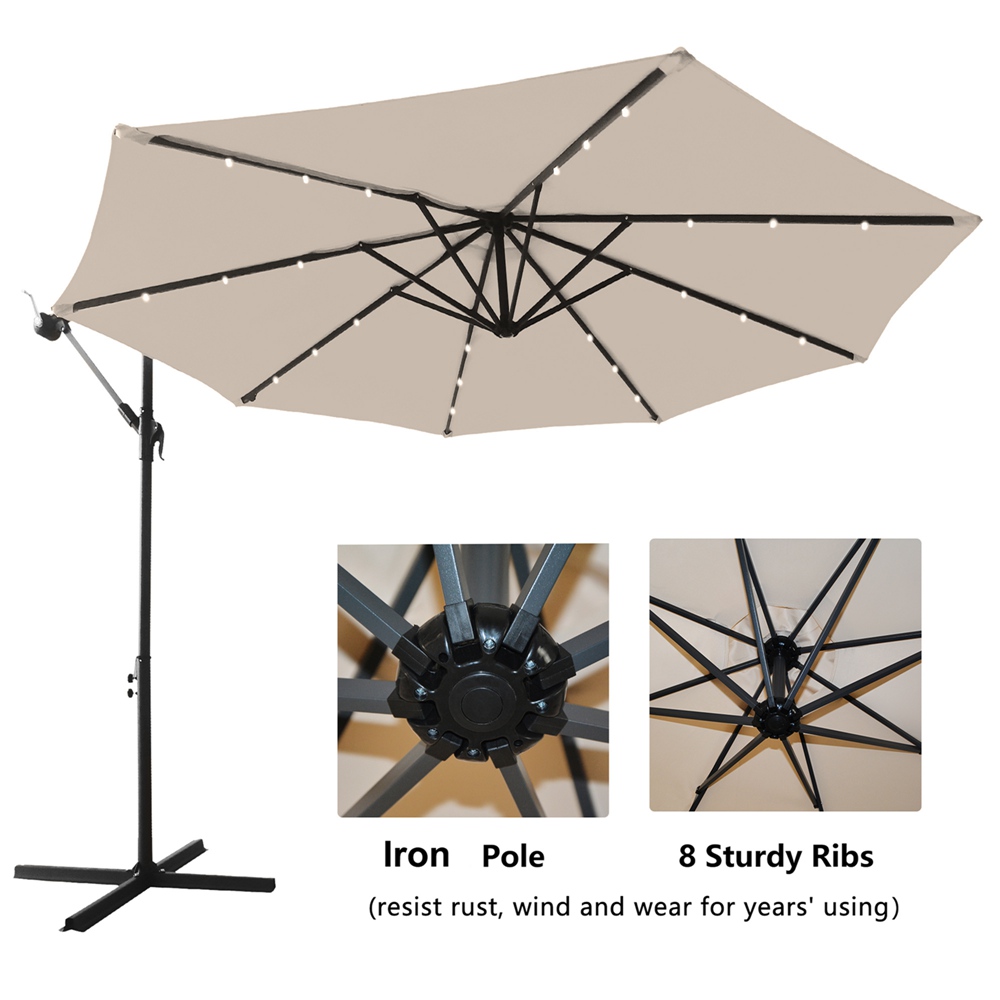 Patio Offset Lighted Hanging Cantilever Umbrella For Outdoor (8)