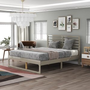 Queen Size Platform Bed Frame With Headboard (6)