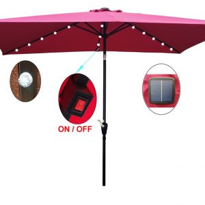 Rectangular Patio Solar Led Lighted Outdoor Umbrellas For Garden Backyard Pool (2)