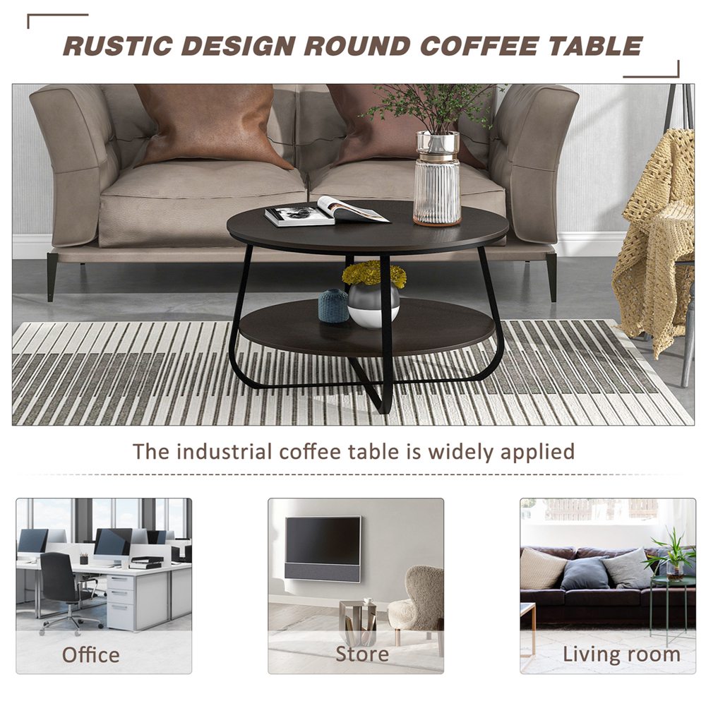 Round Modern Coffee Table Cocktail Table With Crossed Leg (1)