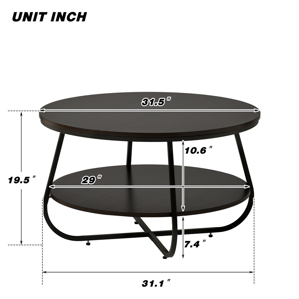 Round Modern Coffee Table Cocktail Table With Crossed Leg (5)