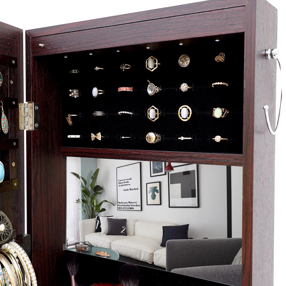Simple Jewelry Storage Mirror Cabinet With Led Lights (11)
