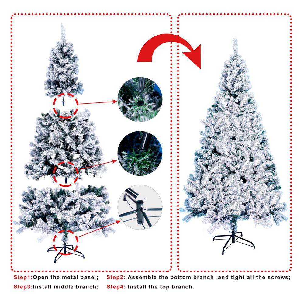 Snow Flocked Christmas Tree Artificial Hinged Pine Tree (12)