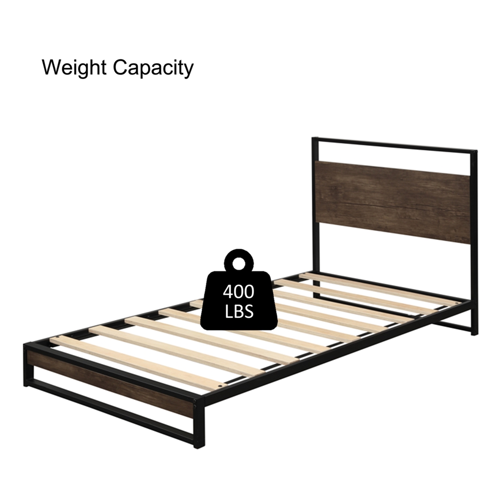Twin Metal Bed Frame Black Metal Platform Bed With Wood Slats (2)