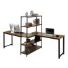 Two Person Computer Desk With Bookshelf Home Office Desk (3)