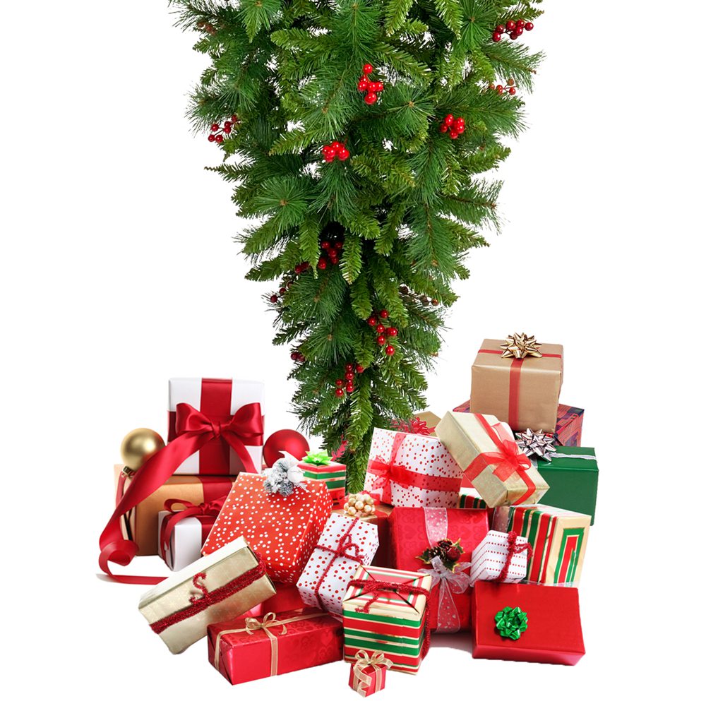 Upside Down Green Christmas Tree Hinged Spruce Full Tree 1500 Branch Tips (9)