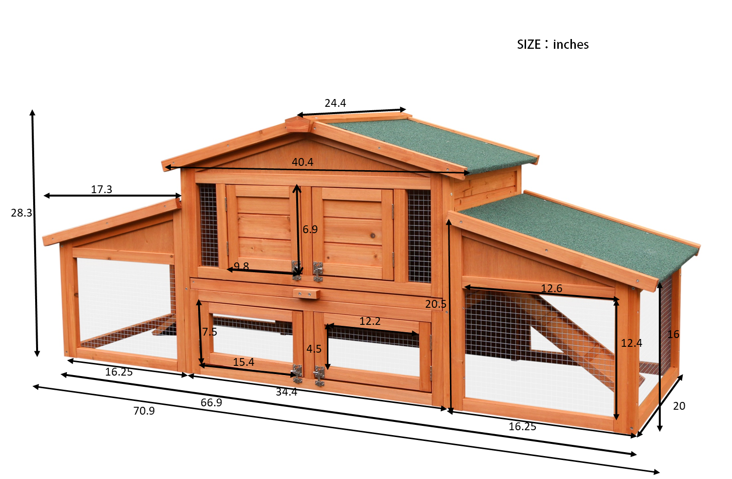 Wood Rabbit Hutch Outdoor Pet House Chicken Coop For Small Animals (1)