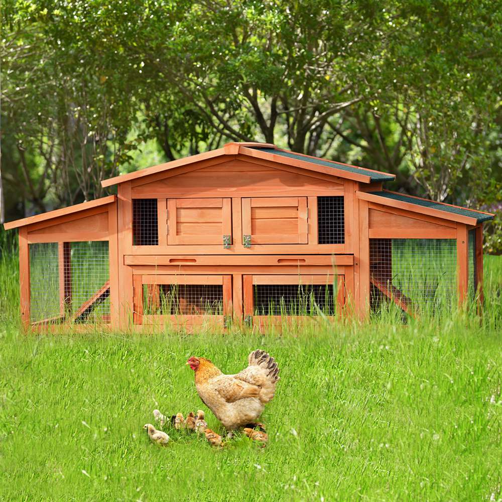 Wood Rabbit Hutch Outdoor Pet House Chicken Coop For Small Animals (6)