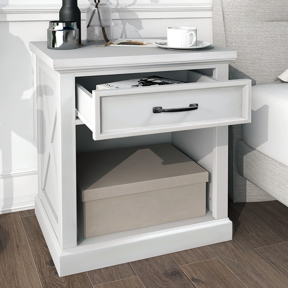 Wooden Nightstand Set Bedside For Living Room Or Bedroom White (3)