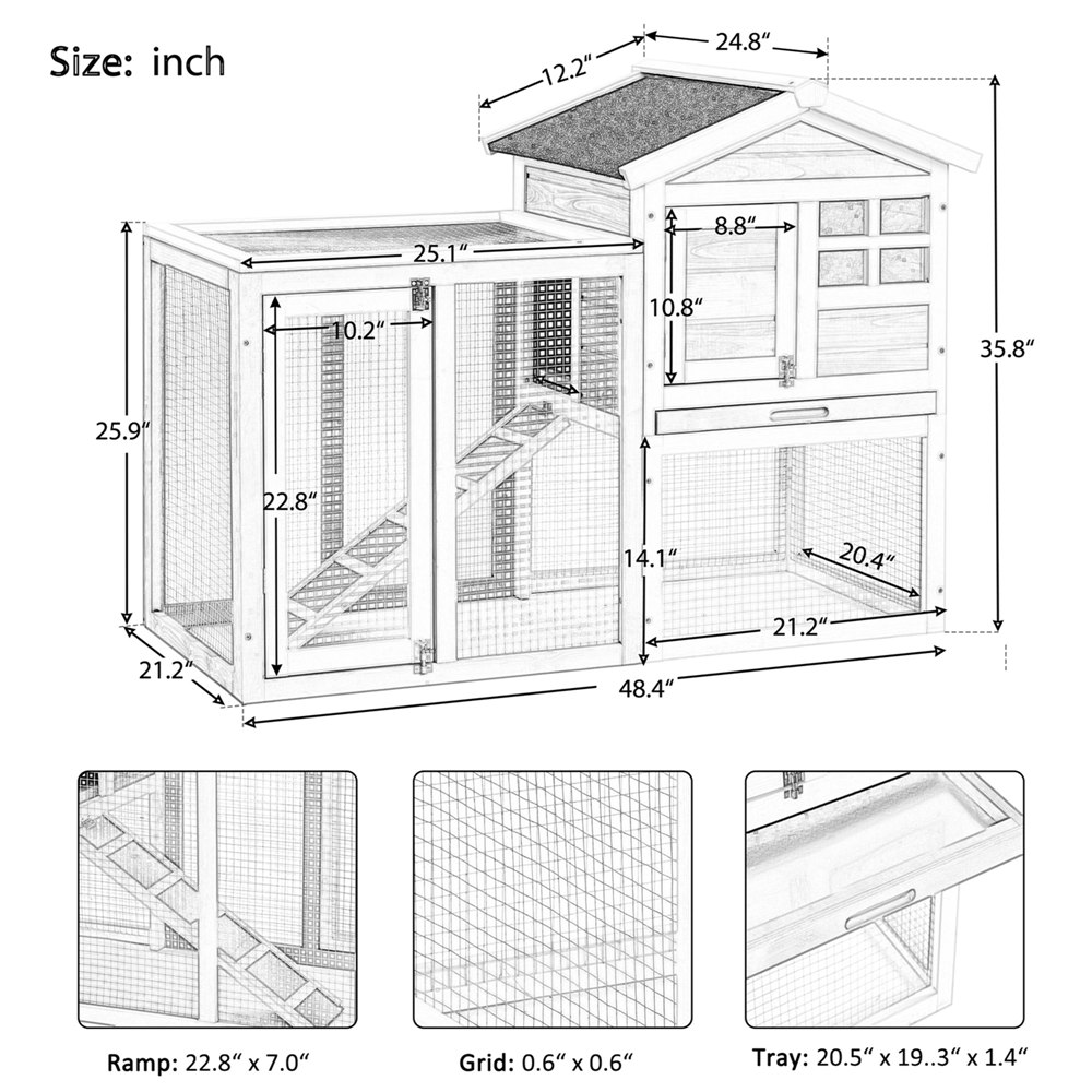 Wooden Pet House Rabbit Bunny Wood Hutch House Chicken Cage (21)