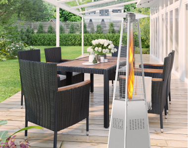 42000 Btu Pyramid Glass Tube Flame Outdoor Heater With Long Strips Of Flame With Aluminum Top Reflector Shield Heating Up To 115 Square Feet (3)