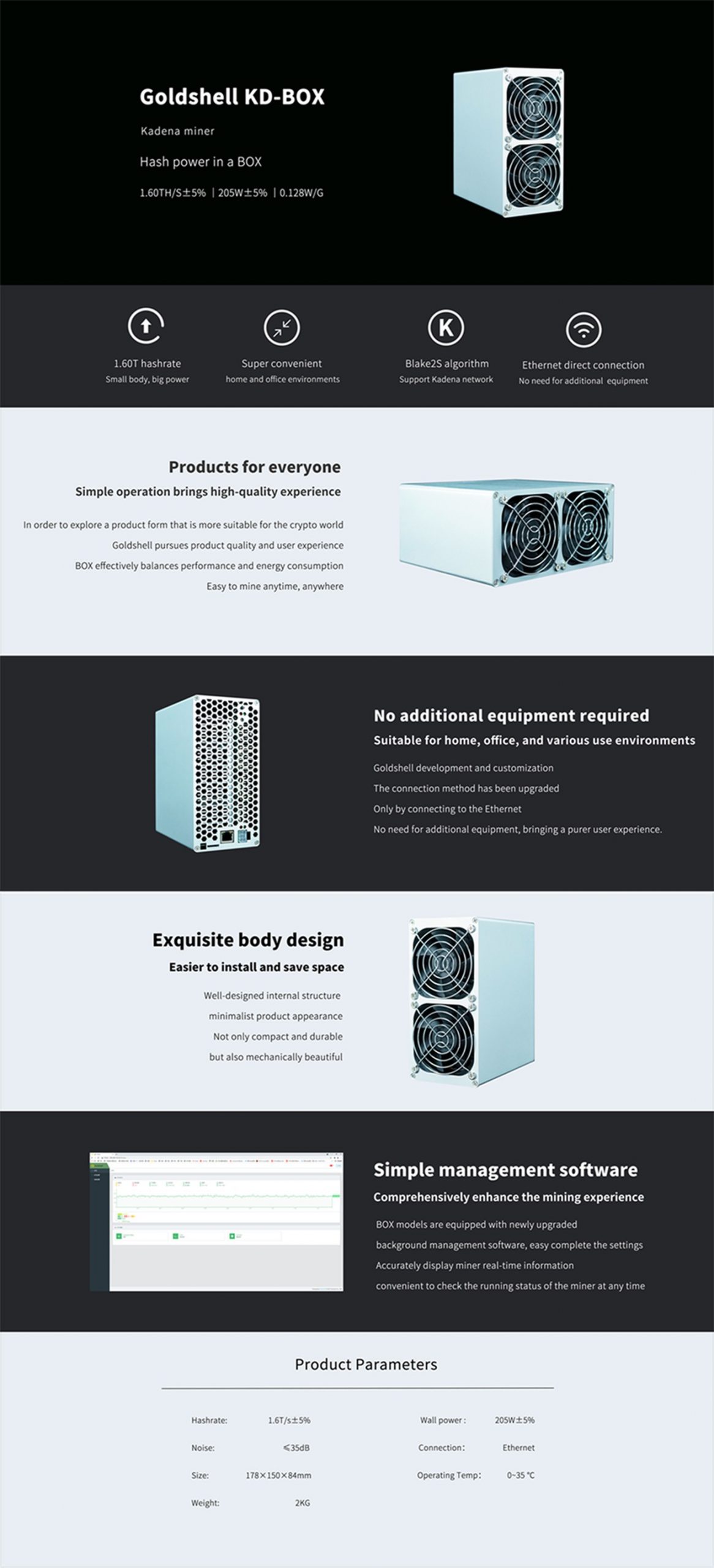 Goldshell Kd Box 1600gh Per S Without Psu Box And Kda Mining Machine Low Noise Small And Simple Home Mining Home Riching New (1)